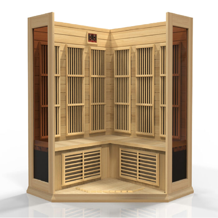 Canadian red cedar sauna with low EMF carbon heaters