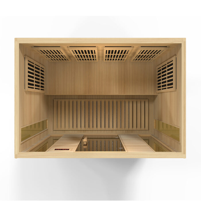 Family-friendly 4 person cedar sauna with low EMF heaters