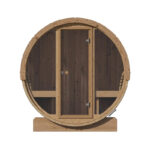 Spacious 7-foot sauna barrel with Thermo-Aspen benches and arched backrest