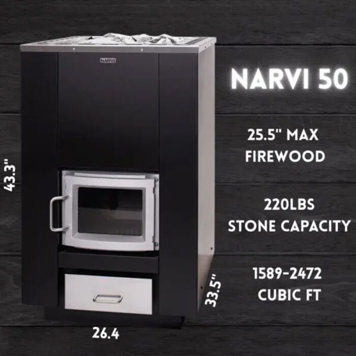 Narvi 30/50 Wood-Burning Sauna Stove | Wood Fired Sauna Heater | Up to 50kW - Image 6