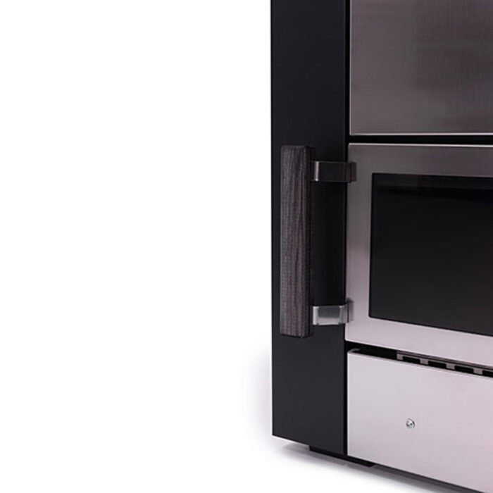 Wood-burning sauna heater producing steam with hot stones