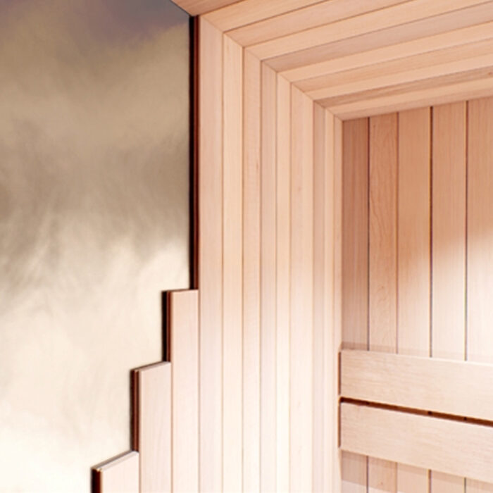 Ladder in a reflective silver room