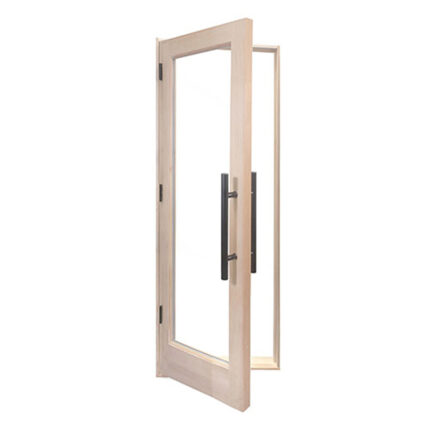 Modern wooden glass door with handle