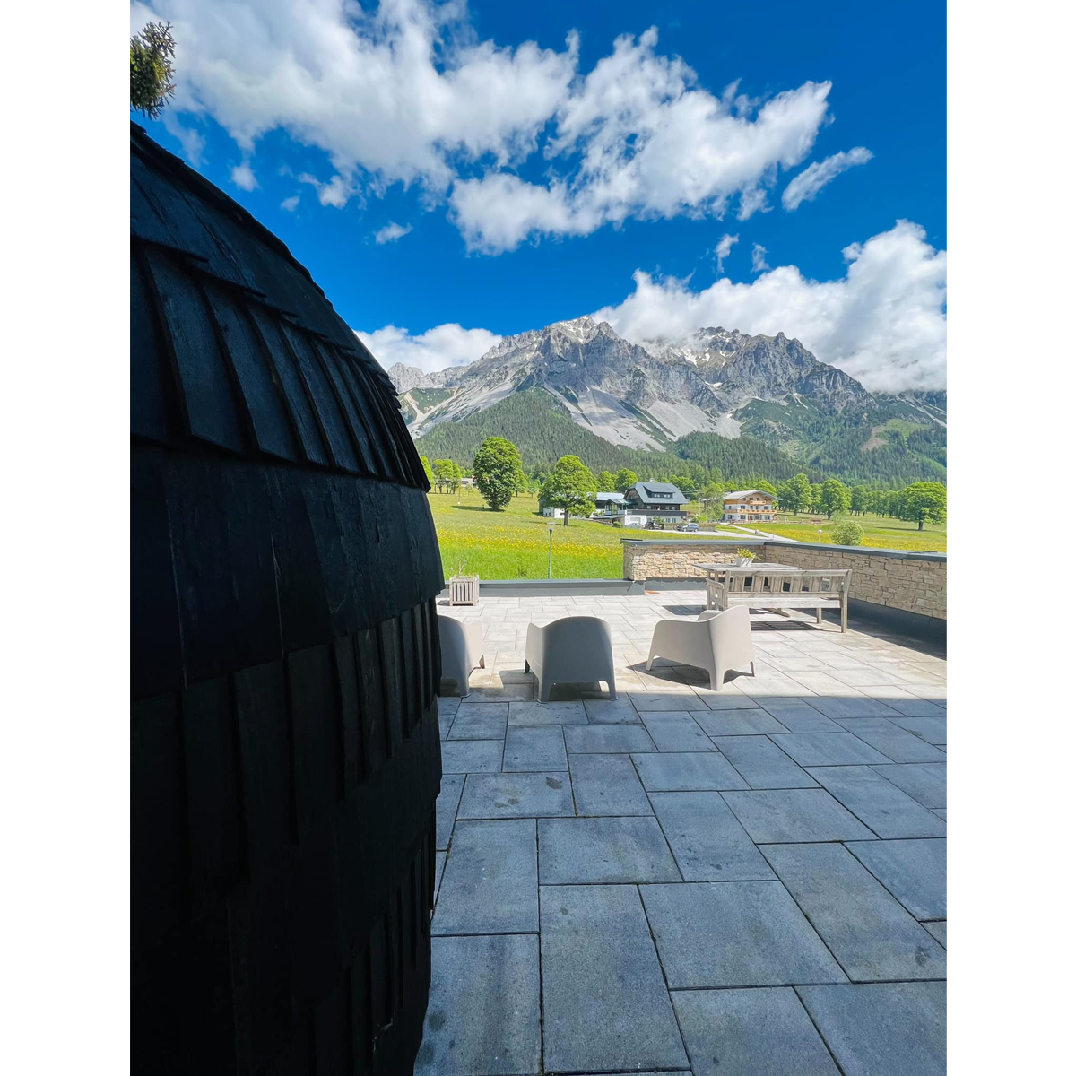 Iglucraft sauna exterior detail showing shingle finish and craftsmanship