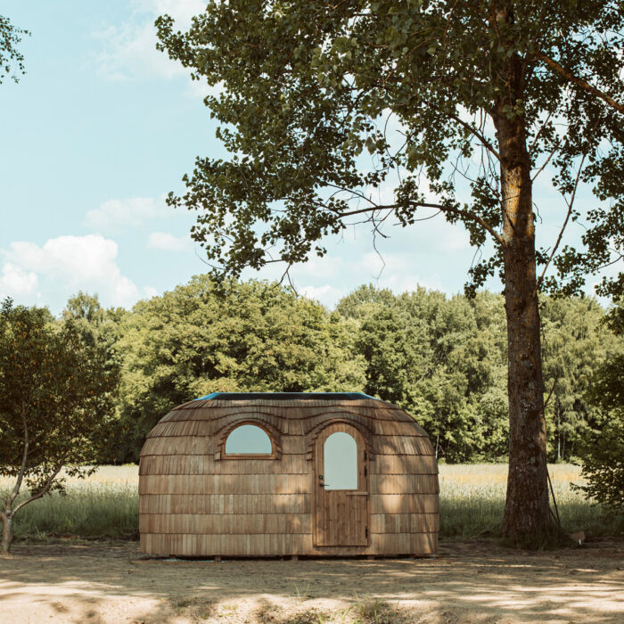Double wood fired sauna in a natural outdoor setting