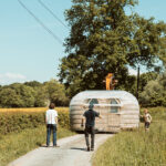 Interior of a handcrafted wood fired sauna