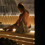 Wood fired sauna paired with a matching wood fired hot tub