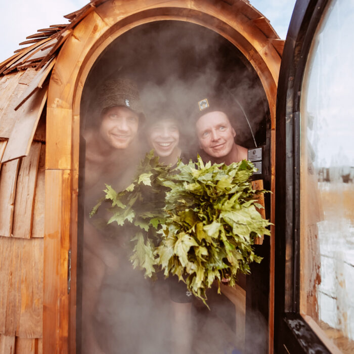 Wood shingle roof detail on a handcrafted sauna