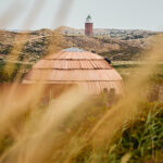 Interior of a handcrafted wood burning sauna