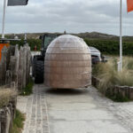 Traditional wood fired sauna heater with sauna stones