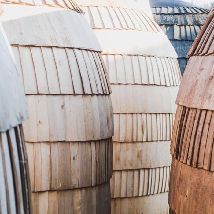 Black exterior finish on a handcrafted outdoor sauna