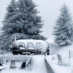 Outdoor wooden sauna in a natural setting