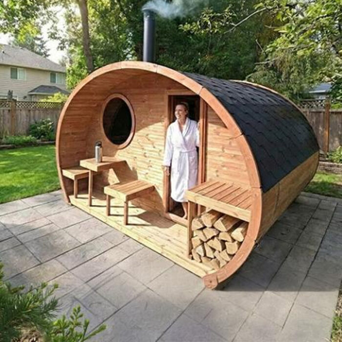8 Person Hobbit Sauna Model G11 | Outdoor Pod Sauna Kit | Electric and Wood Fire Heating Options - Image 2
