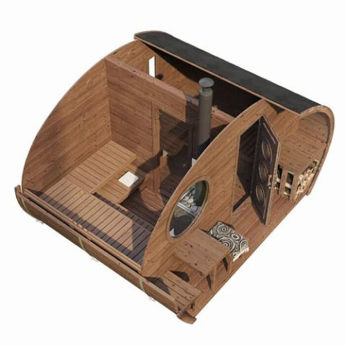 8 Person Hobbit Sauna Model G11 | Outdoor Pod Sauna Kit | Electric and Wood Fire Heating Options - Image 5