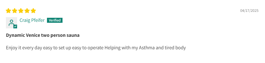 Venice sauna customer review 4