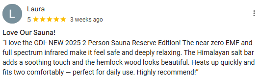 Sunrise sauna customer review 1