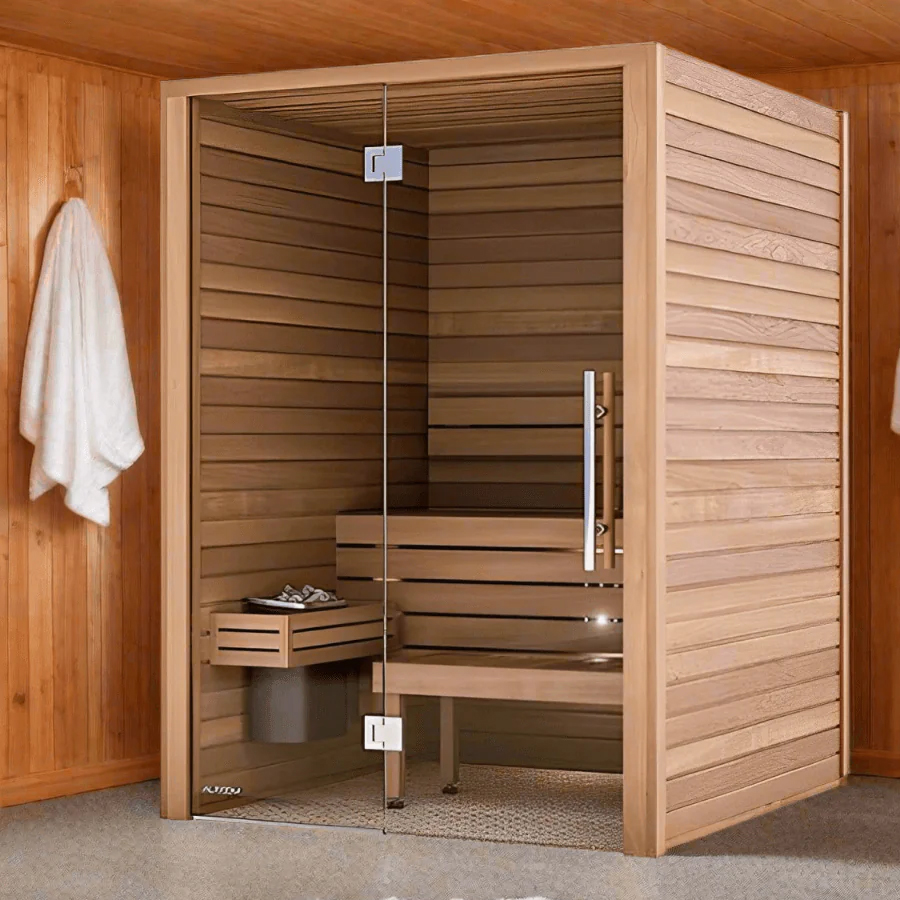 Auroom Cala Glass luxury indoor sauna with full glass front