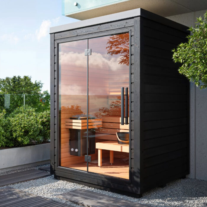 2 Person Outdoor Modern Sauna | Mira S by Auroom | Black or Natural Finish - Image 5