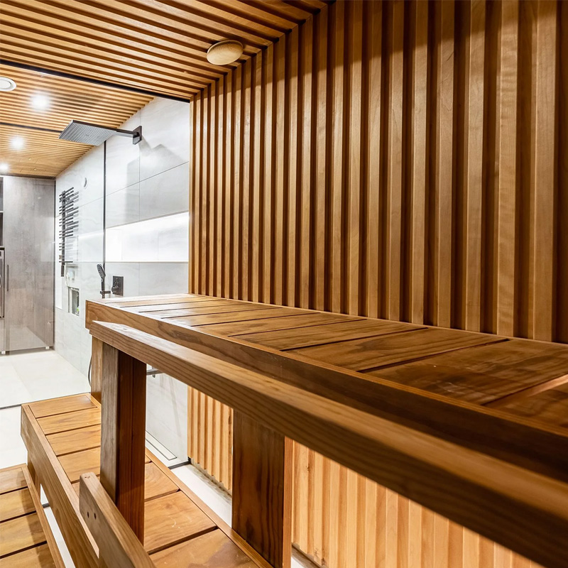 Thermo-aspen Grace large-gap tongue and groove sauna wall cladding with bold grooves