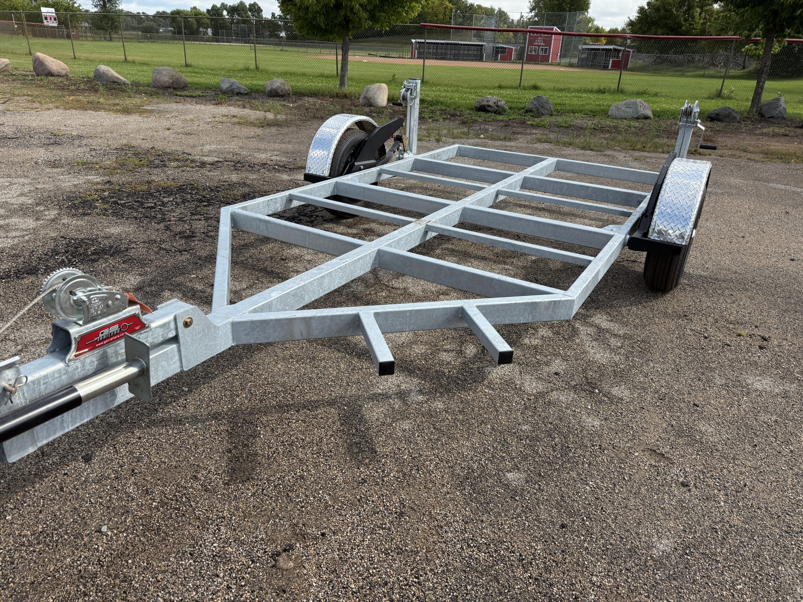 6.5' Wide Crank-Down Sauna Trailer – bare bones galvanized frame