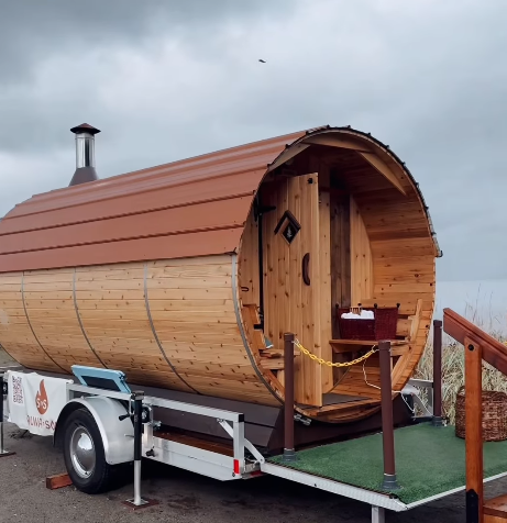 7' x 8' 8-Person Wood Burning Sauna – spacious wood burning sauna with two-tier benches and premium cedar interior