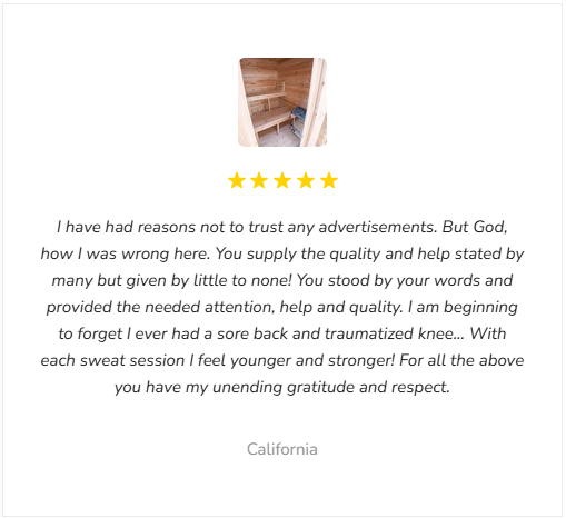 Customer Review - Georgian Cabin Sauna