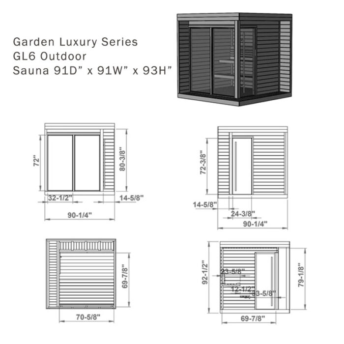 6 Person Outdoor Home Sauna Kit | GL6 Collection | SaunaLife Sauna | 225 Cu. Ft. - Image 15