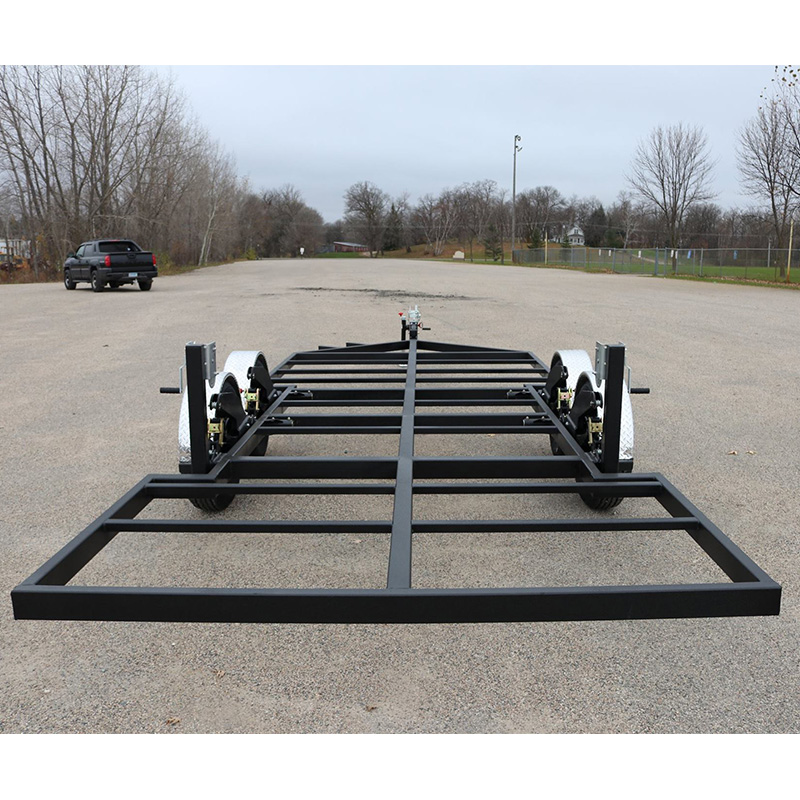 8' Wide Crank-Down Sauna Trailer – bare bones galvanized frame