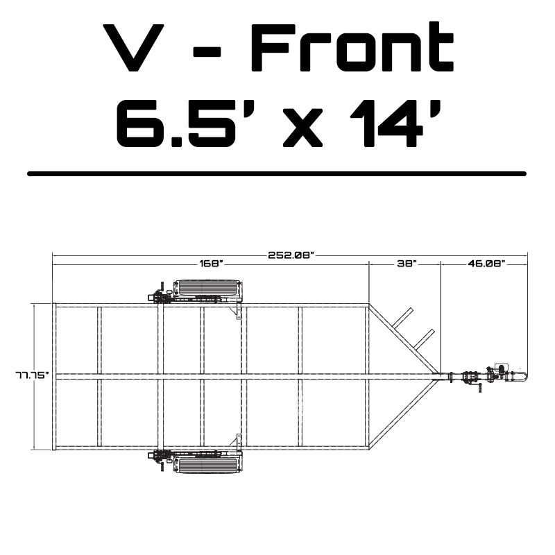 6.5' x 14' Crank-Down Trailer dimensions