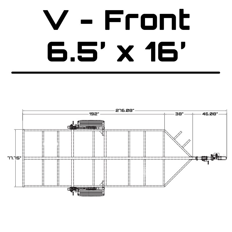 6.5' x 16' Crank-Down Trailer dimensions