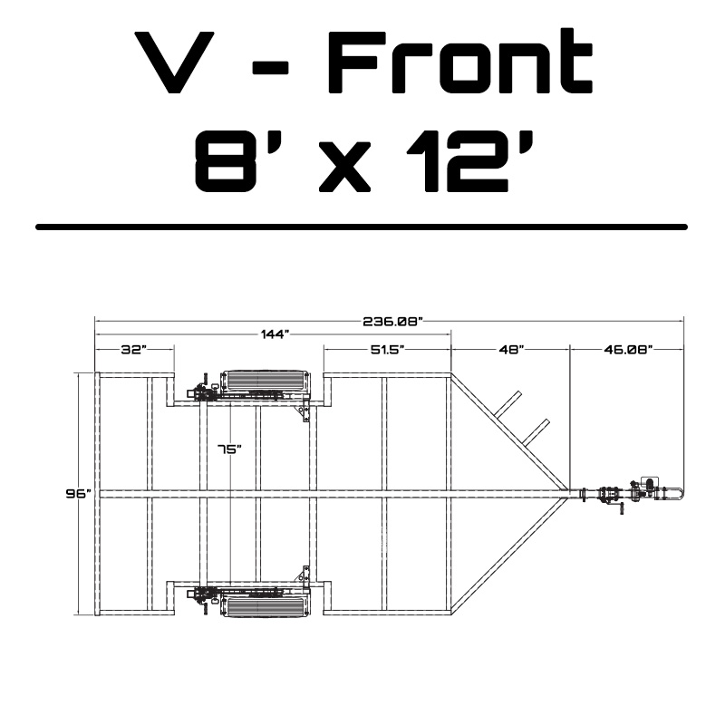 8' x 12' Crank-Down Trailer dimensions