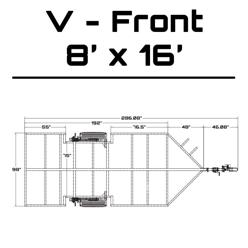 8' x 16' Crank-Down Trailer dimensions