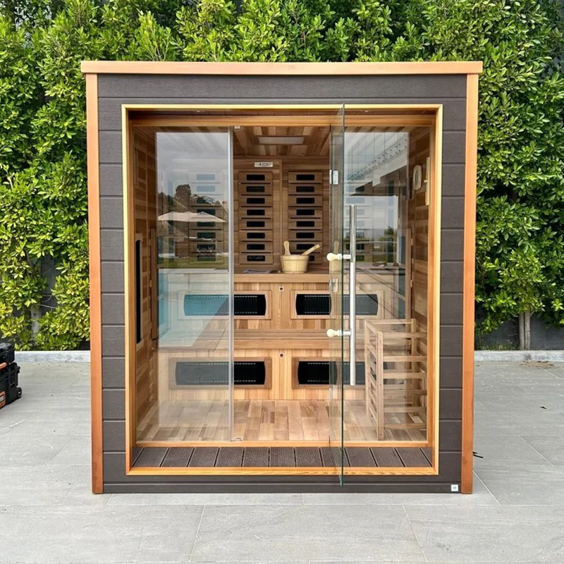 Karlstad 6-Person Outdoor Hybrid Sauna – best outdoor infrared sauna with traditional steam capability