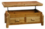 Cedar Log Enclosed Coffee Table | Elevating Top - Image 3