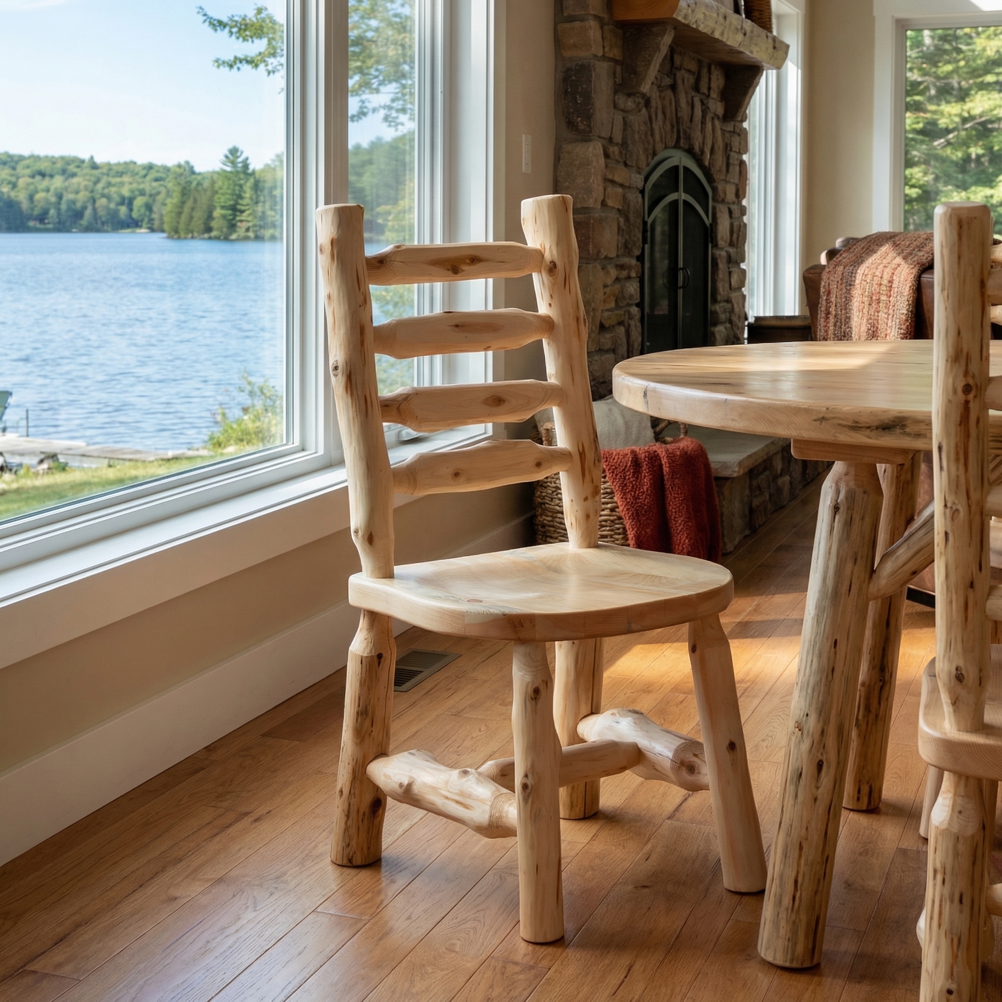 Cedar Ladder-back Log Side Chair handcrafted from northern white cedar