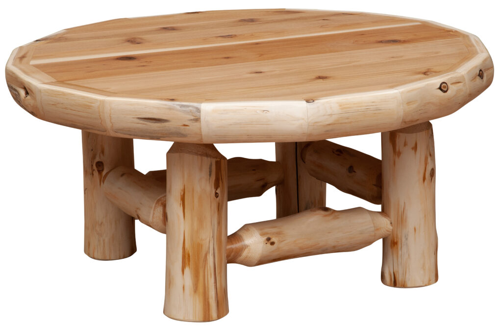 cedar log circle coffee table