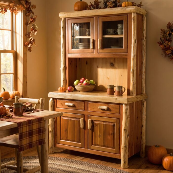 Cedar Log 48-inch Buffet & Hutch | Cedar Log Buffet Hutch - Image 2