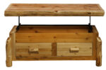 Cedar Log Enclosed Coffee Table | Elevating Top - Image 4