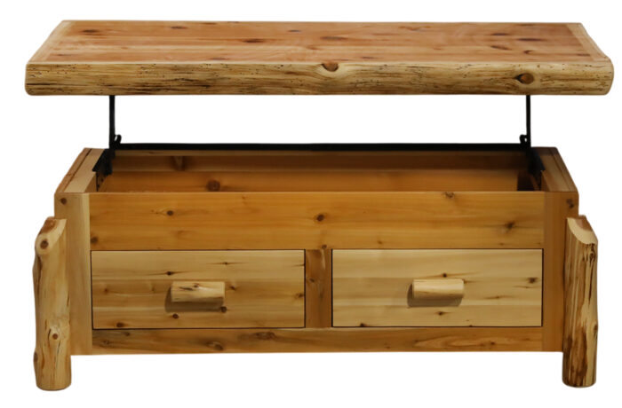 Cedar Log Enclosed Coffee Table | Elevating Top - Image 4