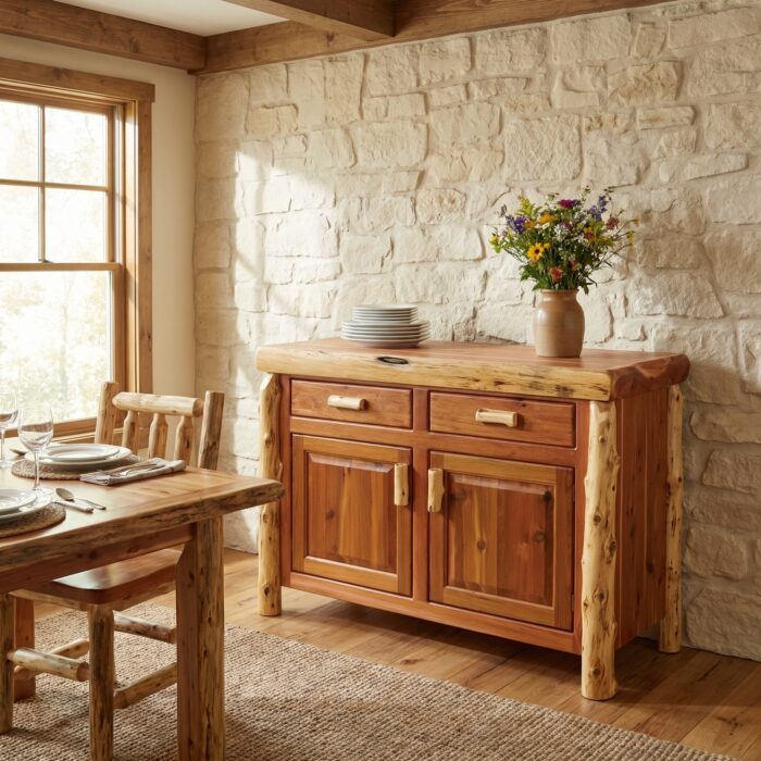 Cedar Log 48 Inch Buffet | Handcrafted Rustic Cedar Buffet - Image 2