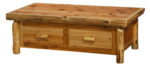 cedar log enclosed coffee table