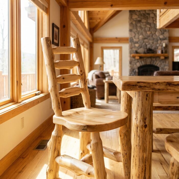 Cedar Bistro Ladder-back Side Chair | Cedar Log Dining Chair - Image 4