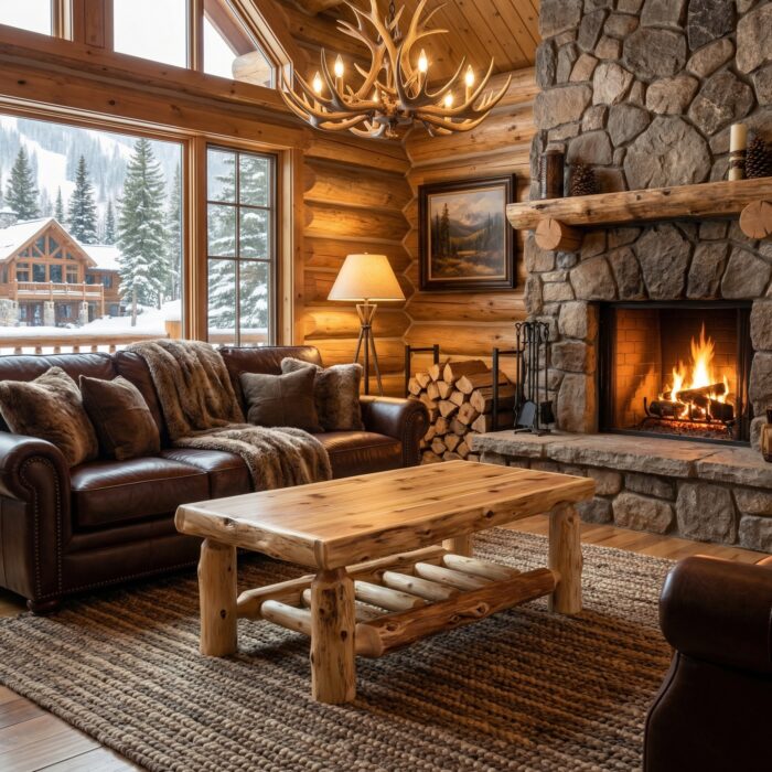 Cedar Log Rectangle Coffee Table | 3 Sizes - Image 4