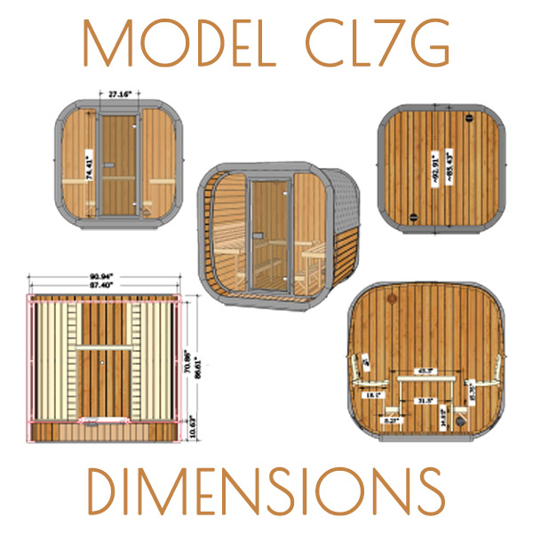 SaunaLife CL7G 6 Person Cube Sauna Dimensions