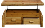 Cedar Log Enclosed Coffee Table | Elevating Top - Image 5