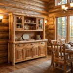 Cedar Log 75-inch Buffet & Hutch - with Shelving | Cedar Log Buffet Hutch - Image 2