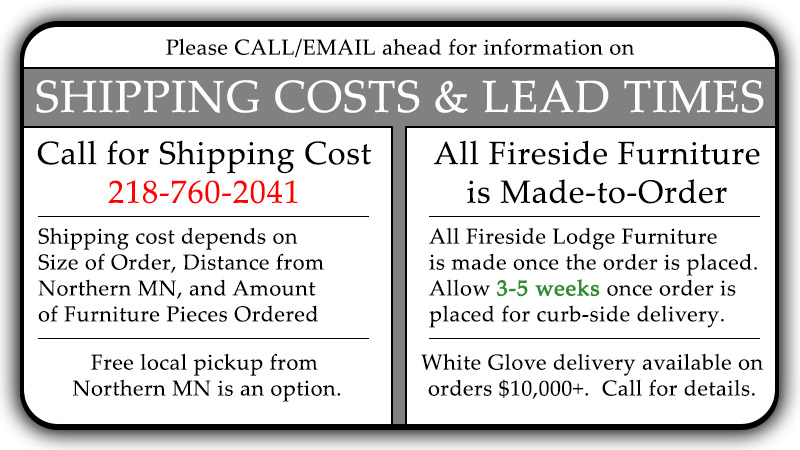 Cedar furniture shipping and lead times