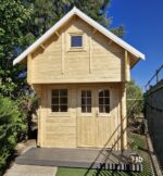 Two-storey bunkie interior with main floor and loft