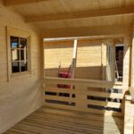 Big Sky Cabin assembly photo showing walls going up