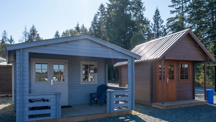 Back view of the Big Sky Cabin wood cabin structure